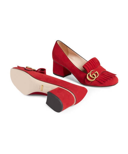 GUCCI（グッチ）の「スエード ミッドヒールパンプス（パンプス・レディース・ブルー ニューフローラ プリント レザー/ホワイト  レザー/ブラック スエード/ピンク スエード/シルバー メタリッ レザー/ピンク  レザー/ライトピンク スエード/ブラック  レザー/プラチナ  レザー/レッド スエード・34 = 21 CM/34.5 = 21.5 CM/35 = 22 CM/35.5 = 22.5 CM/36 = 23 CM/36.5 = 23.5 CM/37 = 24 CM/37.5 = 24.5 CM/38 = 25 CM/38.5 = 25.5 CM/39 = 26 CM）」の21枚目の写真