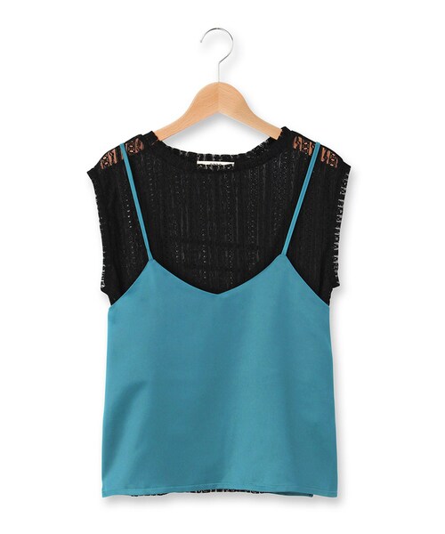 OZOC（オゾック）の「OZOC キャミセットレースプルオーバー（キャミソール・レディース・ダークグリーン(023)/ネイビー(093)・38(M)）」の2枚目の写真