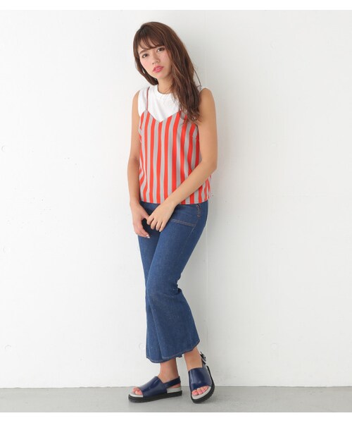 SLY（スライ）の「SLY Wストラップキャミ（キャミソール・レディース・BEG/BLK/M/ORG・F）」の8枚目の写真