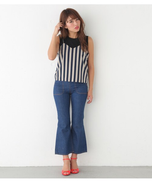 SLY（スライ）の「SLY Wストラップキャミ（キャミソール・レディース・BEG/BLK/M/ORG・F）」の14枚目の写真