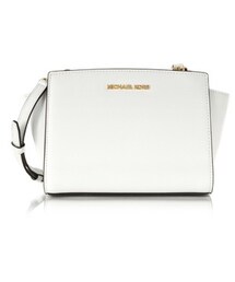 MICHAEL KORS | マイケル コース Optic White Medium Saffiano Leather Selma Messenger(ショルダーバッグ)