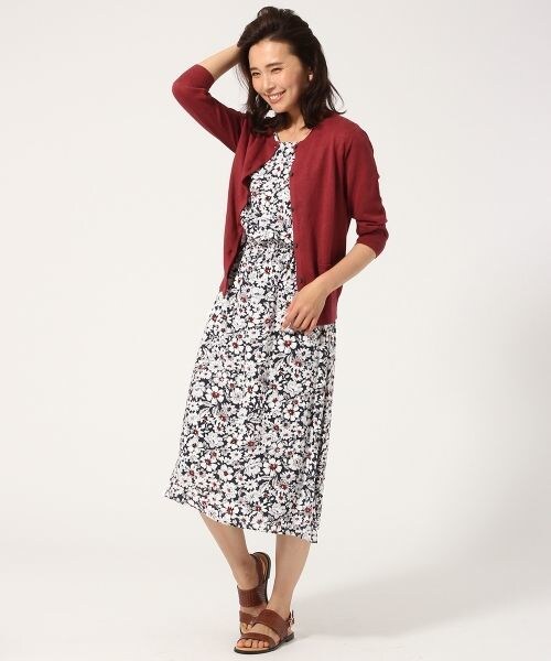 GLOBAL WORK（グローバルワーク）の「【WEB限定価格】12ゲージコットンリネンクルーカーディガン/7分袖（カーディガン/ボレロ・レディース・ボルドー38/オレンジ45/ブラウン55/イエロー65/カーキ78/ブルー85/ネイビー87・S/M/L）」の21枚目の写真