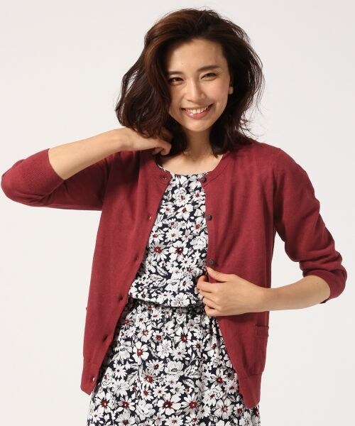 GLOBAL WORK（グローバルワーク）の「【WEB限定価格】12ゲージコットンリネンクルーカーディガン/7分袖（カーディガン/ボレロ・レディース・ボルドー38/オレンジ45/ブラウン55/イエロー65/カーキ78/ブルー85/ネイビー87・S/M/L）」の17枚目の写真