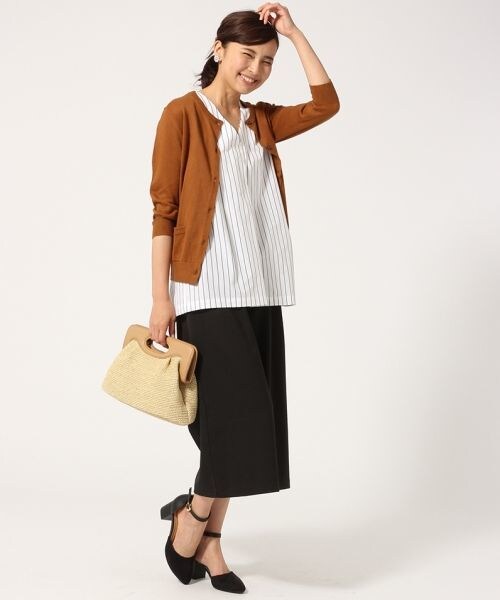 GLOBAL WORK（グローバルワーク）の「【WEB限定価格】12ゲージコットンリネンクルーカーディガン/7分袖（カーディガン/ボレロ・レディース・ボルドー38/オレンジ45/ブラウン55/イエロー65/カーキ78/ブルー85/ネイビー87・S/M/L）」の14枚目の写真