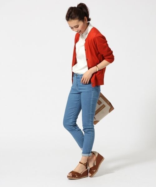 GLOBAL WORK（グローバルワーク）の「【WEB限定価格】12ゲージコットンリネンクルーカーディガン/7分袖（カーディガン/ボレロ・レディース・ボルドー38/オレンジ45/ブラウン55/イエロー65/カーキ78/ブルー85/ネイビー87・S/M/L）」の13枚目の写真