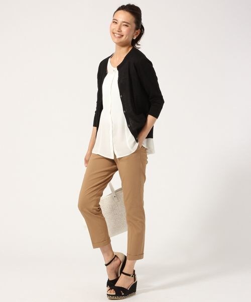 GLOBAL WORK（グローバルワーク）の「【WEB限定価格】12ゲージコットンリネンクルーカーディガン/7分袖（カーディガン/ボレロ・レディース・ボルドー38/オレンジ45/ブラウン55/イエロー65/カーキ78/ブルー85/ネイビー87・S/M/L）」の18枚目の写真