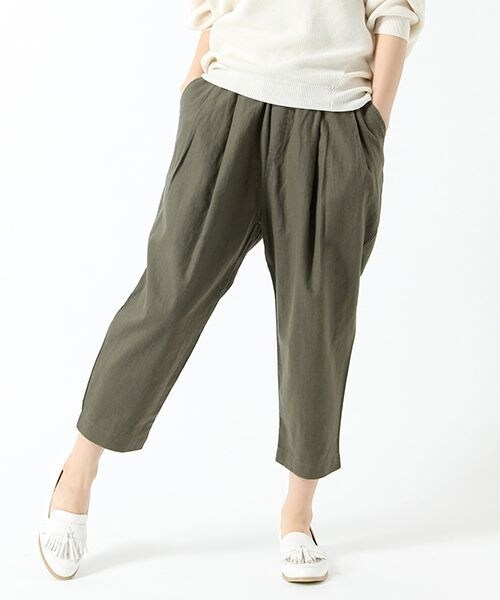 studio CLIP（スタディオクリップ）の「コットンリネン“BONTAM(ボンタン)”パンツ（その他パンツ・レディース・ベージュ55/グリーン70/オリーブ75/ダークブルー89・S/M/L）」の2枚目の写真