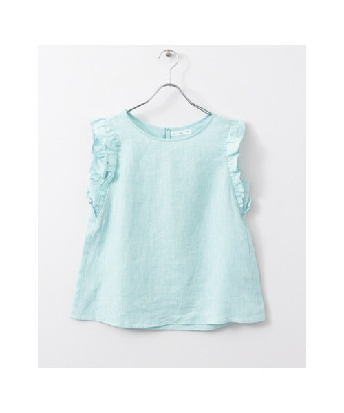 URBAN RESEARCH(アーバンリサーチ)の「URBAN RESEARCH 袖ギャザーフリルリネンブラウス(シャツ/ブラウス・レディース・E.GREEN/STRIPE/WHITE・FREE)」の3枚目の写真
