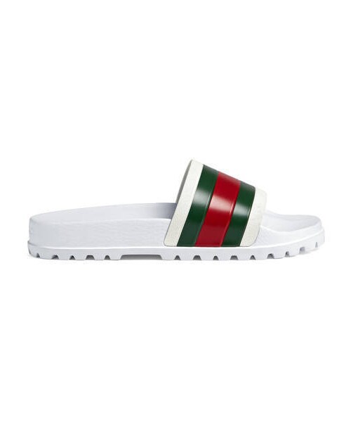 GUCCI（グッチ）の「オンライン限定 ウェブ スライド サンダル（サンダル・メンズ・ブラック  ラバー/ホワイト  ラバー・5=23cm/6=24cm/7=25cm/8=26cm/9=27cm/10=28cm）」の6枚目の写真