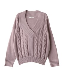 GRL | オフショルVネックケーブルニット(ニット/セーター)