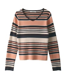 GRL | マルチボーダーVネックニットトップス(ニット/セーター)