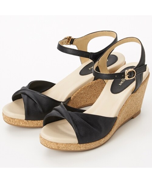 velikoko ラクチンきれいシューズ（ヴェリココ）の「[ラクチンきれいサンダル]ウェッジサンダル(7cm)/ヴェリココ(velikoko)（サンダル・レディース・オレンジ/ブラック/ベージュ/ゴールド/ホワイト/シルバー・24.0/24.5/25.0/25.5/26.0）」の2枚目の写真