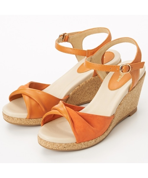 velikoko ラクチンきれいシューズ（ヴェリココ）の「[ラクチンきれいサンダル]ウェッジサンダル(7cm)/ヴェリココ(velikoko)（サンダル・レディース・オレンジ/ブラック/ベージュ/ゴールド/ホワイト/シルバー・24.0/24.5/25.0/25.5/26.0）」の3枚目の写真