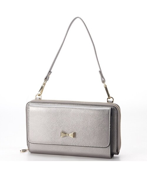 cache cache（カシュ カシュ）の「サイフショルダー/カシュカシュ/カシュカシュ(cache cache)（ショルダーバッグ・レディース・YEIV/アイボリー/ゴールド/シルバー/ネイビー/ピンクベージュ/ブラック/ブラックアイ/ブルーホワイト/レッド）」の9枚目の写真