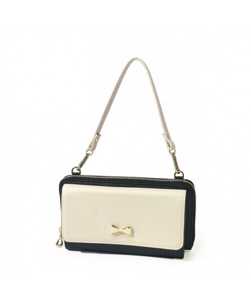 cache cache（カシュ カシュ）の「サイフショルダー/カシュカシュ/カシュカシュ(cache cache)（ショルダーバッグ・レディース・YEIV/アイボリー/ゴールド/シルバー/ネイビー/ピンクベージュ/ブラック/ブラックアイ/ブルーホワイト/レッド）」の3枚目の写真