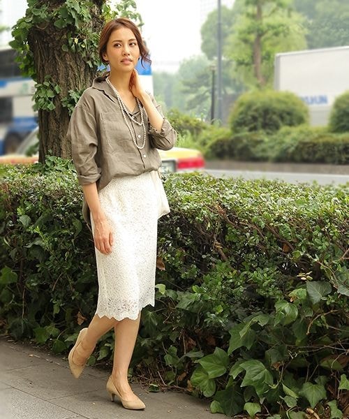 BABYLONE(バビロン)の「スカラップレースタイトSK(スカート・レディース・オフホワイト・38)」の1枚目の写真