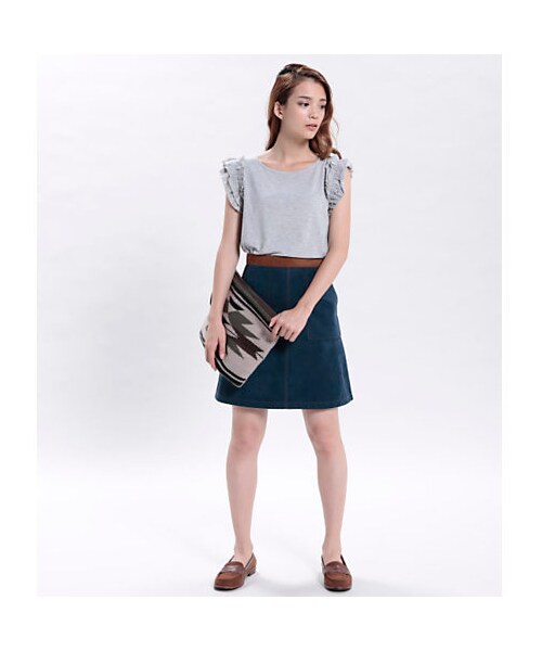 VIS(ビス)の「ViS ★9/17 ヒルナンデスでご紹介★スエードボンディング台形スカート(スカート・レディース・キャメル・M)」の5枚目の写真