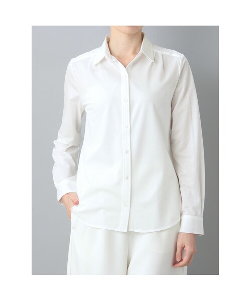 ELLE（エル）の「[ELLE]コットン混ピンストライプブラウス（シャツ/ブラウス・レディース・ライトブルー/ホワイト/ライトグレー・38/40）」の2枚目の写真