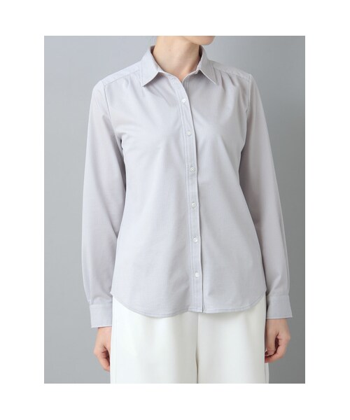 ELLE（エル）の「[ELLE]コットン混ピンストライプブラウス（シャツ/ブラウス・レディース・ライトブルー/ホワイト/ライトグレー・38/40）」の3枚目の写真