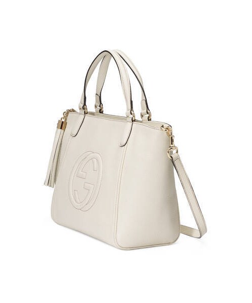 GUCCI（グッチ）の「〔ソーホー〕レザー トップハンドルバッグ（ショルダーバッグ・レディース・オフホワイト  レザー/ブラック  レザー・U）」の4枚目の写真