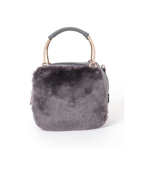 OFUON le MK（オフオンルエムケー）の「[OFUON]フェイクファーミニバッグ（バッグ・レディース・アイボリー/モカ/ダークグレー・38）」の2枚目の写真