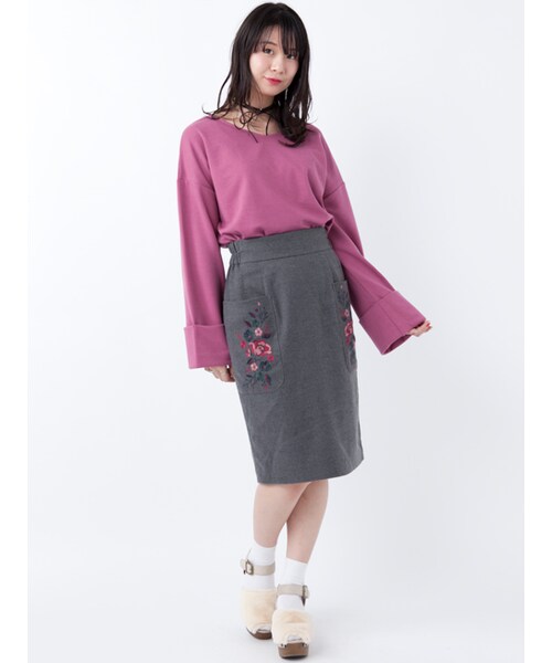 w closet（ダブルクローゼット）の「チョーカー付きターンバック袖プルオーバー（トップス・レディース・サックス/Dピンク/ローズ/ブラック・FREE）」の13枚目の写真