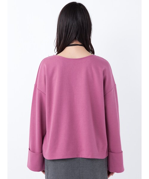 w closet（ダブルクローゼット）の「チョーカー付きターンバック袖プルオーバー（トップス・レディース・サックス/Dピンク/ローズ/ブラック・FREE）」の8枚目の写真