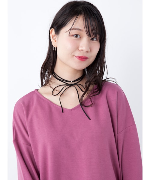 w closet（ダブルクローゼット）の「チョーカー付きターンバック袖プルオーバー（トップス・レディース・サックス/Dピンク/ローズ/ブラック・FREE）」の9枚目の写真