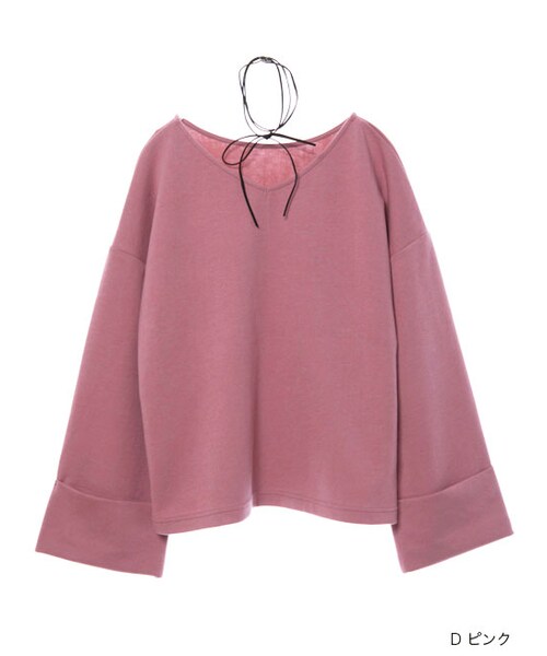 w closet（ダブルクローゼット）の「チョーカー付きターンバック袖プルオーバー（トップス・レディース・サックス/Dピンク/ローズ/ブラック・FREE）」の3枚目の写真
