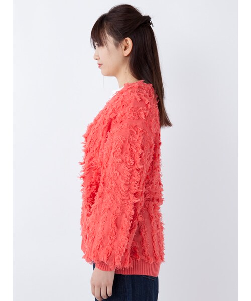 w closet（ダブルクローゼット）の「【S/S】フリンジ編みカーディガン（トップス・レディース・Lベージュ/ミント/Lレッド・FREE）」の5枚目の写真
