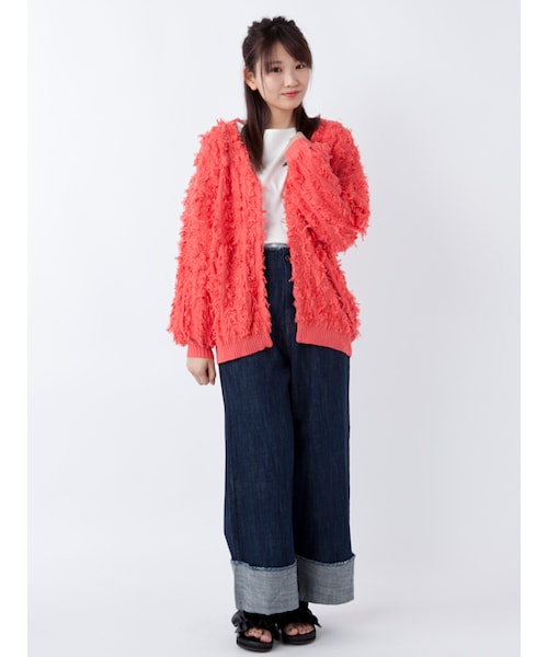 w closet（ダブルクローゼット）の「【S/S】フリンジ編みカーディガン（トップス・レディース・Lベージュ/ミント/Lレッド・FREE）」の13枚目の写真