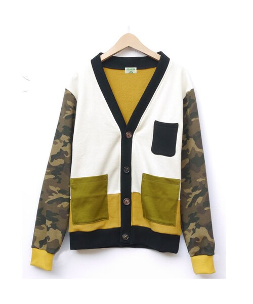 NIRAME.CO（ニラメッコ）の「囲炉裏カーディンガン　迷彩×からし（カーディガン/ボレロ・メンズ・その他）」の6枚目の写真