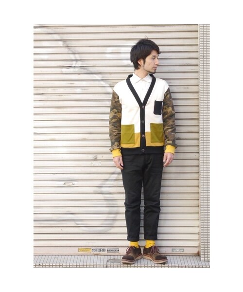 NIRAME.CO（ニラメッコ）の「囲炉裏カーディンガン　迷彩×からし（カーディガン/ボレロ・メンズ・その他）」の4枚目の写真