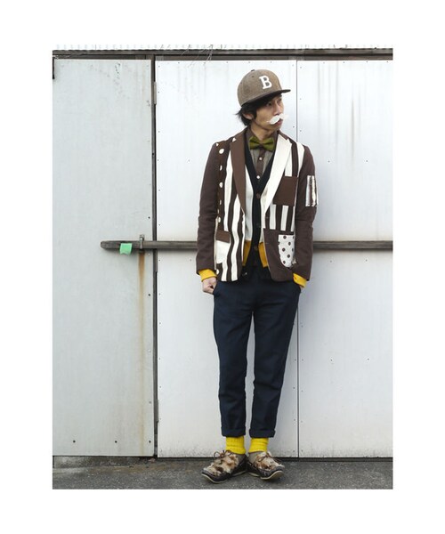 NIRAME.CO（ニラメッコ）の「囲炉裏カーディンガン　迷彩×からし（カーディガン/ボレロ・メンズ・その他）」の3枚目の写真