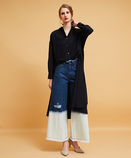 ⭐︎クラネ　バックドレープロングシャツ　ネイビー⭐︎ CLANE（クラネ）の「バックロングドレープシャツ ネイビー（）」 - WEAR