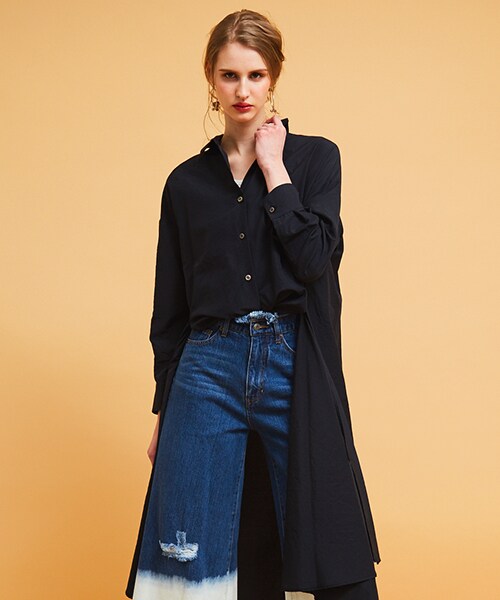 CLANE - ⭐︎クラネ　バックドレープロングシャツ　ネイビー⭐︎ CLANE（クラネ）の「バックロングドレープシャツ ネイビー