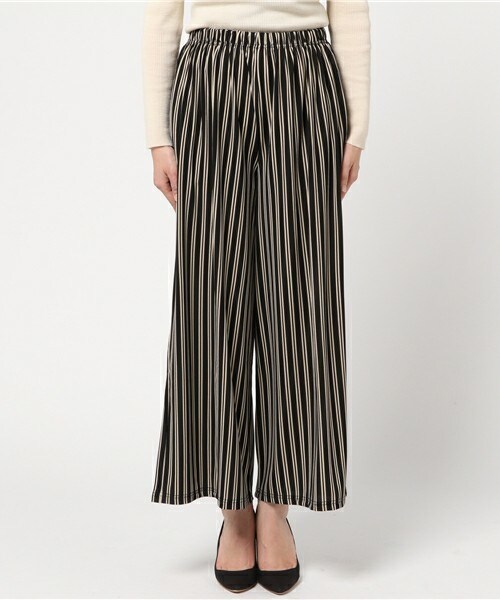 actuel（アクチュエル）の「強撚ストライプワイドパンツ（その他パンツ・レディース・ブラック/ベージュ・FREE）」の3枚目の写真