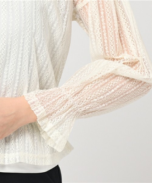 archives（アルシーヴ）の「ストライプレース シャーリングトップス（Tシャツ/カットソー・レディース・オフホワイト/ブラック/ブルー・MEDIUM）」の9枚目の写真