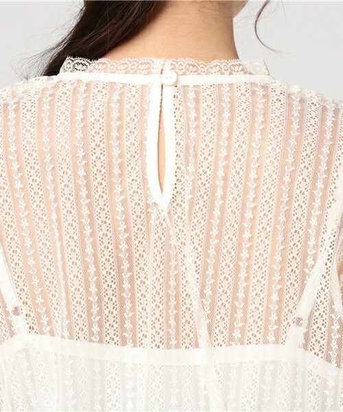 archives（アルシーヴ）の「ストライプレース シャーリングトップス（Tシャツ/カットソー・レディース・オフホワイト/ブラック/ブルー・MEDIUM）」の8枚目の写真