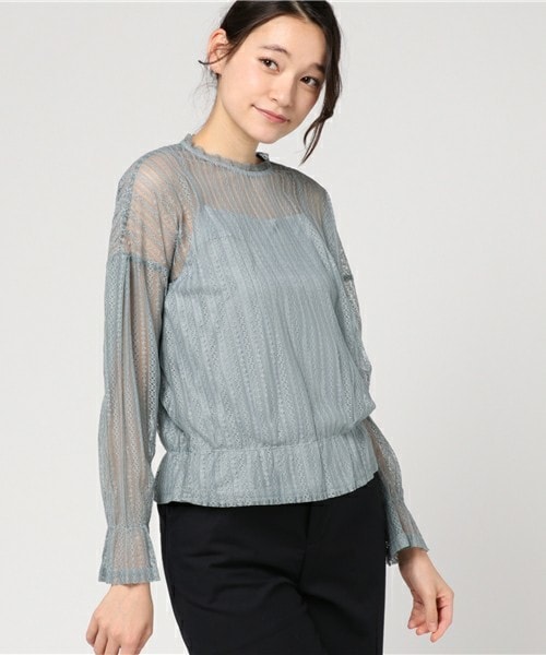 archives（アルシーヴ）の「ストライプレース シャーリングトップス（Tシャツ/カットソー・レディース・オフホワイト/ブラック/ブルー・MEDIUM）」の3枚目の写真