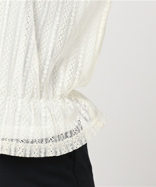 archives（アルシーヴ）の「ストライプレース シャーリングトップス（Tシャツ/カットソー・レディース・オフホワイト/ブラック/ブルー・MEDIUM）」の10枚目の写真