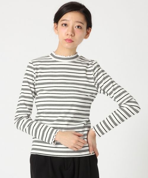 LOWRYS FARM（ローリーズファーム）の「テレコハイネックメロー（トップス・オフ/ブラック/ボーダー/グレー/ピンク/ブラウン/グリーン）」の7枚目の写真