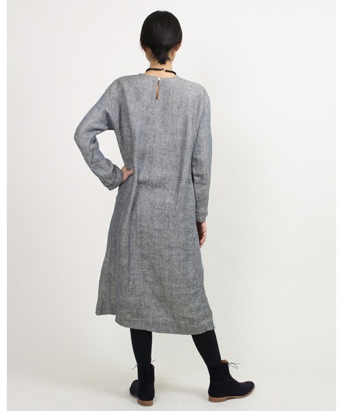 45R（フォーティファイブアール）の「二重織リネンデニムワンピース  