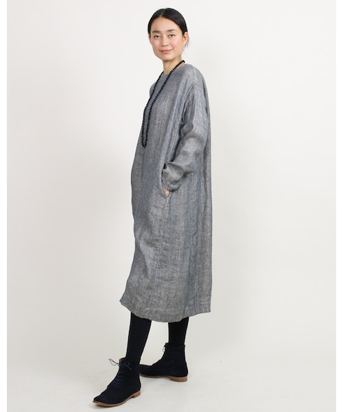 45R（フォーティファイブアール）の「二重織リネンデニムワンピース  
