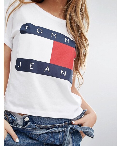 tommy jeans（トミー ジーンズ）の「Tommy Jeans Crop Logo T-shirt（Tシャツ/カットソー・レディース・White・US 10）」の4枚目の写真