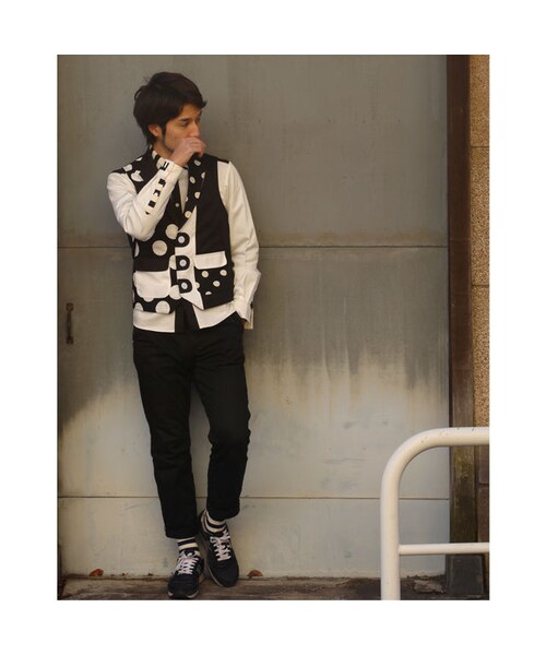 NIRAME.CO(ニラメッコ)の「すごろくベスト。 モノトーン ドット(ベスト・メンズ・その他)」の1枚目の写真