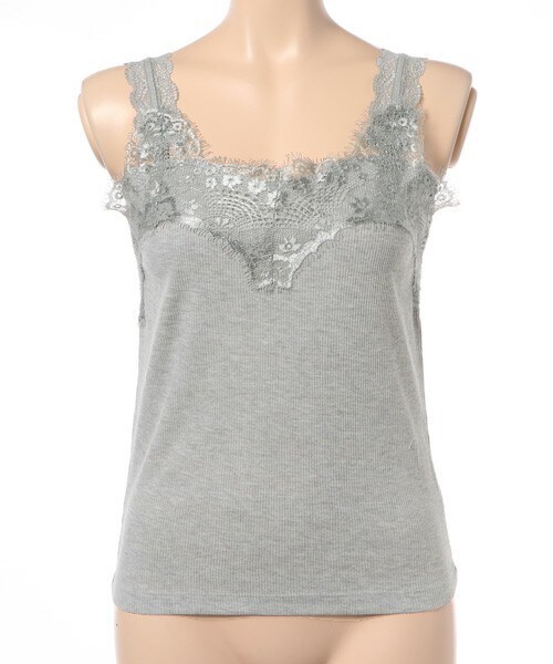 archives（アルシーヴ）の「レースキャミ（Tシャツ/カットソー・レディース・オフホワイト/ブラック/グレー/ネイビー・MEDIUM）」の3枚目の写真