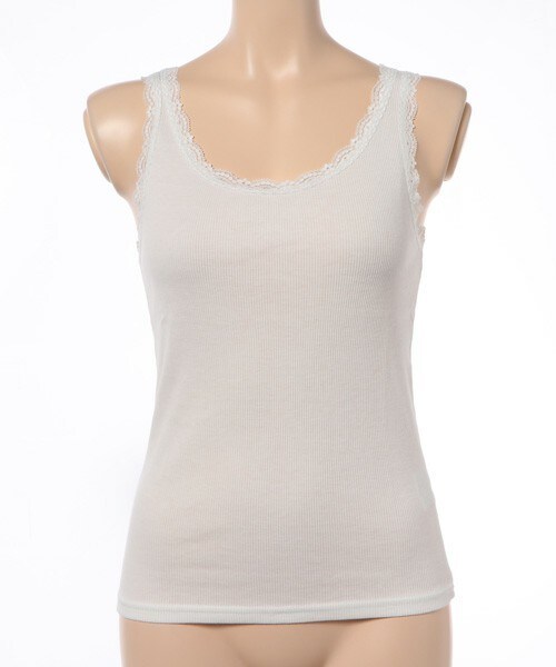 archives（アルシーヴ）の「テレコレースタンク（Tシャツ/カットソー・レディース・オフホワイト/ブラック/グレー/ネイビー・MEDIUM）」の2枚目の写真