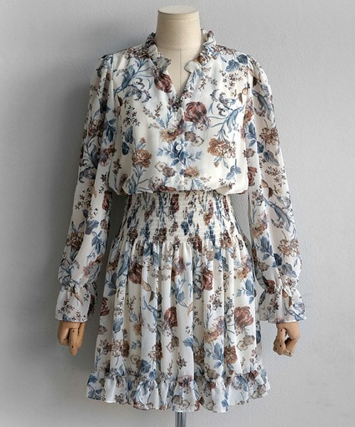 DHOLIC（ディーホリック）の「Vネックウエストマークフリルシフォンフラワーワンピース（ワンピース・レディース・FREE）」の2枚目の写真