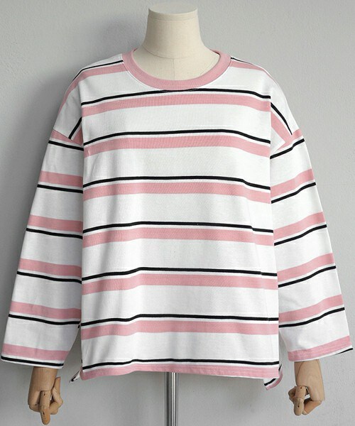 DHOLIC(ディーホリック)の「サイドスリットダブルボーダーTシャツ(Tシャツ/カットソー・レディース・FREE)」の2枚目の写真